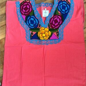 Embroidered Pink Floral Women's Top